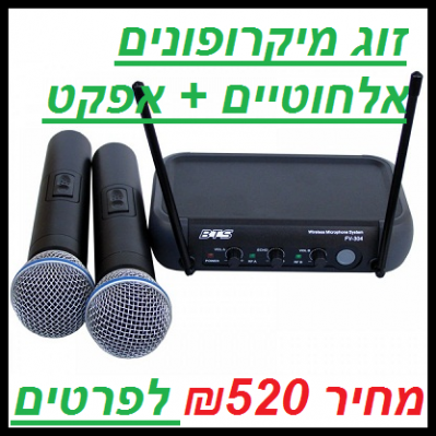 זוג מיקרופונים אלחוטיים + אפקט FV-304 Echo